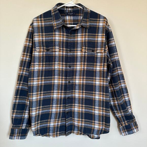 Lucky Brand Other - Lucky Brand Mens Large Classic Fit Plaid Flannel Shirt Blue Brown Button Up